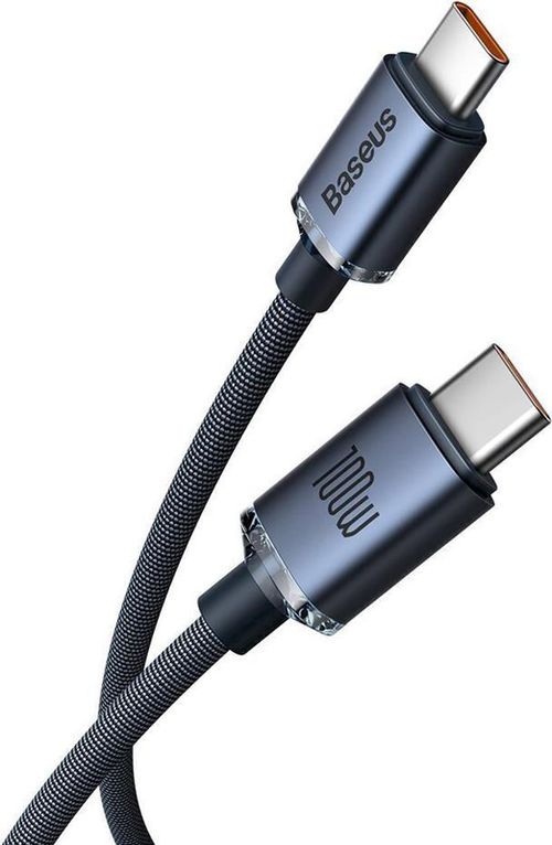 купить Кабель для моб. устройства Baseus CAJY000701 Type-C to Type-C 100W 2m Crystal Shine Series, Black в Кишинёве 