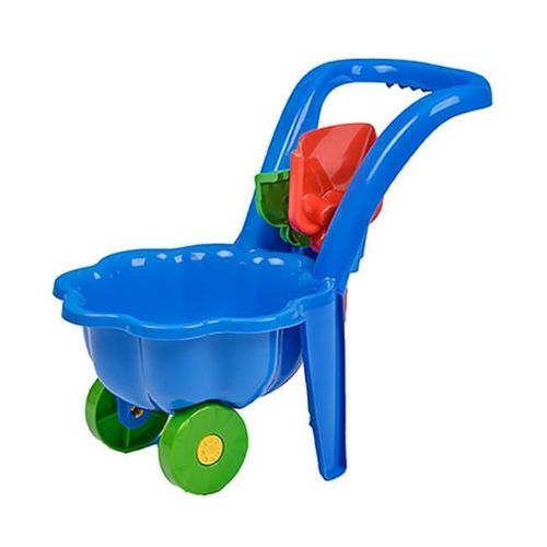купить Игрушка для песочницы Baby Mix 45515 Тележка Bayo с лопатой и граблями синий в Кишинёве 