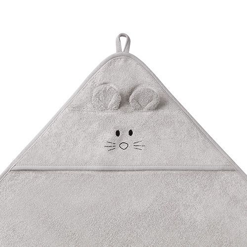 Полотенце с капюшоном Babyono Mouse Grey 100x100 см 