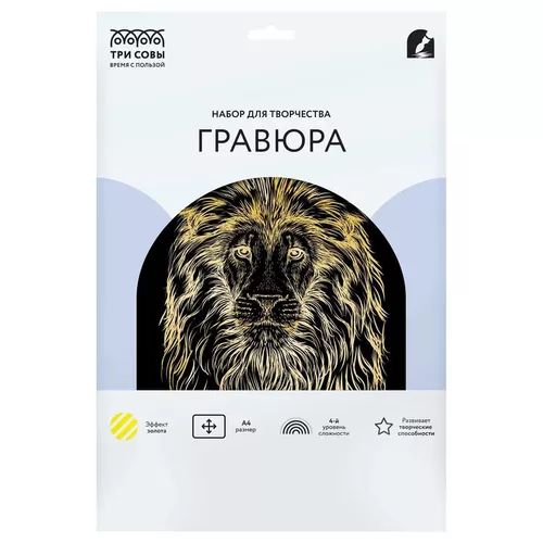 cumpără Set de creație Три Совы RL345917 Gravură  A4 cu efect auriu "Leu" în Chișinău 