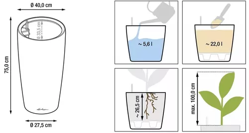 купить Цветочный горшок Lechuza Rondo Premium 40, Charcoal в Кишинёве 