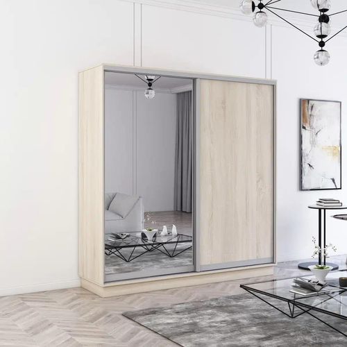 купить Шкаф Mobildor-Lux Fox uși glisante din oglindă și PAL (200x60x230H cm) Sonoma в Кишинёве 