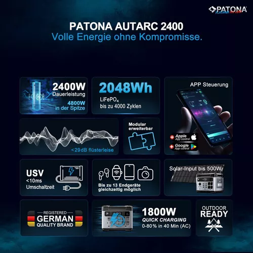 cumpără Stație de alimentare electrică portabilă Patona Autarc 2400 + 200W (200W) Solar panel în Chișinău 