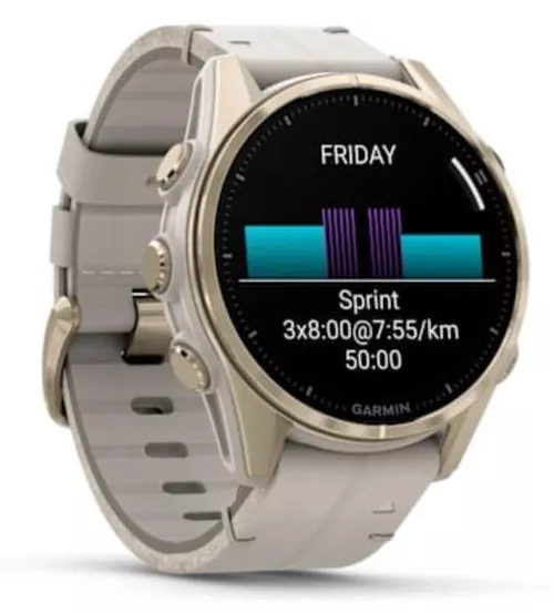 купить Смарт часы Garmin Fenix 8 – 43 mm, Sapphire, Soft Gold Stainless Steel with Fog Gray Leather Band, Fog Gray (010-02903-40) в Кишинёве 