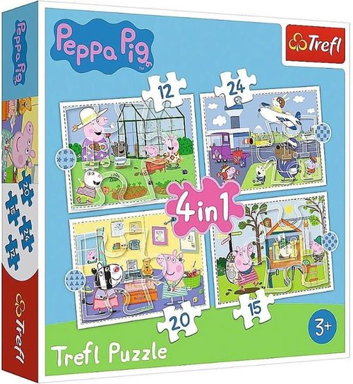 купить Головоломка Trefl R26 / 6(R25E/10) (34359) Puzzle 4  în 1 Свинка Пеппа на каникулах в Кишинёве 