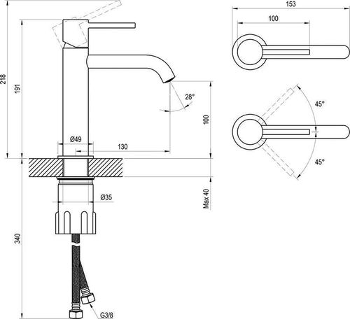 купить Смеситель для умывальника Ravak Baterie Espirit lavoar 190mm chrome ES 012.00CR (X070193) в Кишинёве 