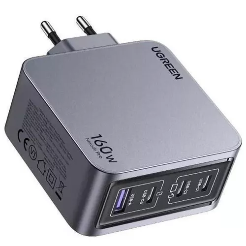 купить Зарядное устройство сетевое Ugreen 25877 Nexode Pro GaN Tech Fast 1*USB-A+3*Type-C 160W, Black в Кишинёве 