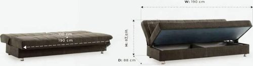 купить Диван Trendy Economix, extensibila cu lada de depozitare,190x82x80, Gri в Кишинёве 