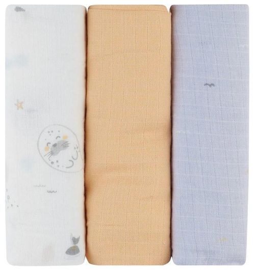 купить Аксессуар для пеленания Kikka Boo 31103010099 Pelinci de muselina Seally Me, 75x75cm, 3buc в Кишинёве 