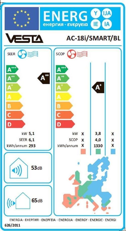 cumpără Aparat aer condiționat split Vesta AC-18i/SMART BL Wi-Fi în Chișinău 