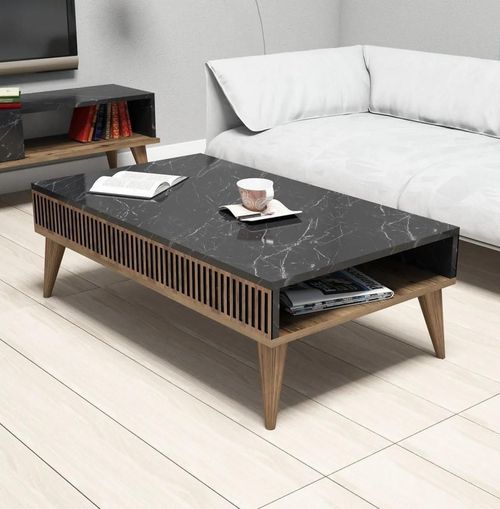 купить Журнальный столик Trendy Milano, Nuc, Negru 105x34x60cm в Кишинёве 