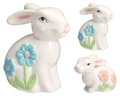 cumpără Decor H&S 42547 Statueta Iepure cu flori 10cm, portelan în Chișinău 