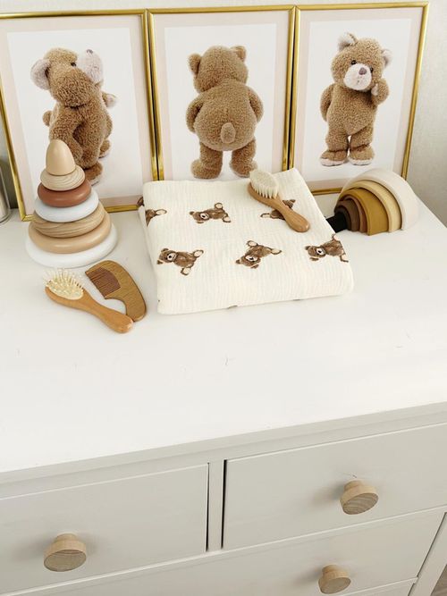 cumpără Lenjerie de pat pentru copii Veres 108.13 Плед Муслин Мишки 80х80 în Chișinău 