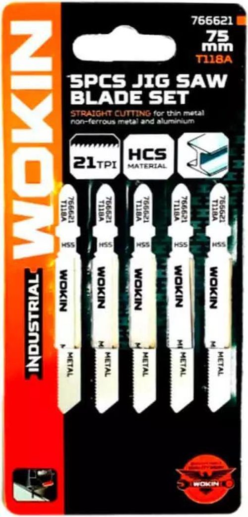 купить Аксессуар для пилы Wokin 766621 Пилки для лобзика по алум. T118A 21TPI 75mm 5шт. в Кишинёве 