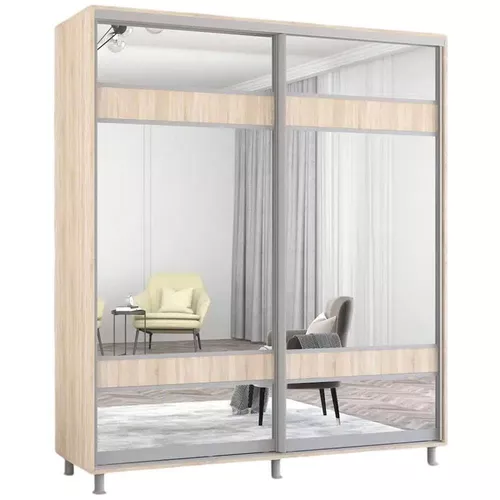 купить Шкаф Mobildor-Lux Aron-P uși glisante din PAL cu oglindă zebra (190x60x200H cm) Sonoma в Кишинёве 