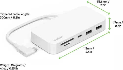 cumpără Adaptor IT Belkin INC011BTWH multiport Ethernet 6in1 USB-C în Chișinău 