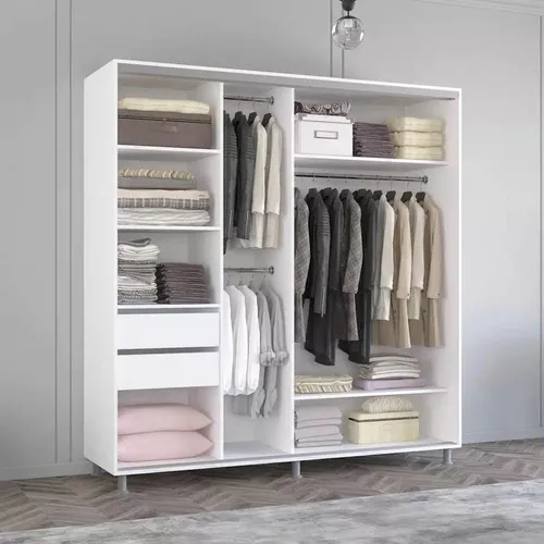 cumpără Dulap Mobildor-Lux Aron cu uși glisante (230x60x210H cm) Alb Brilliant în Chișinău 
