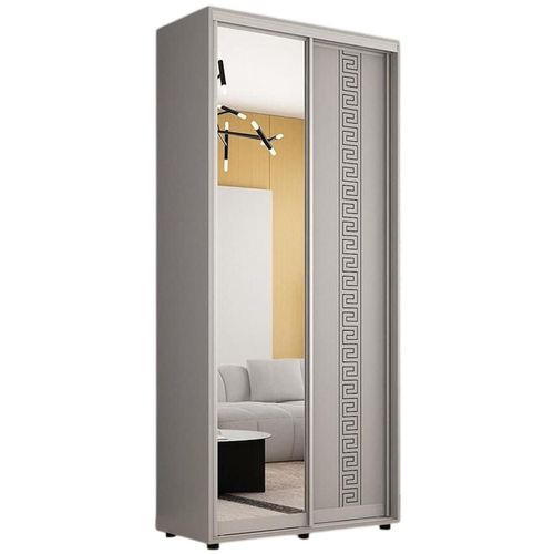 купить Шкаф Mobildor-Lux Compact uși glisante Oglindă + PAL cu ornament grecesc (110x45x210H cm) Grey в Кишинёве 