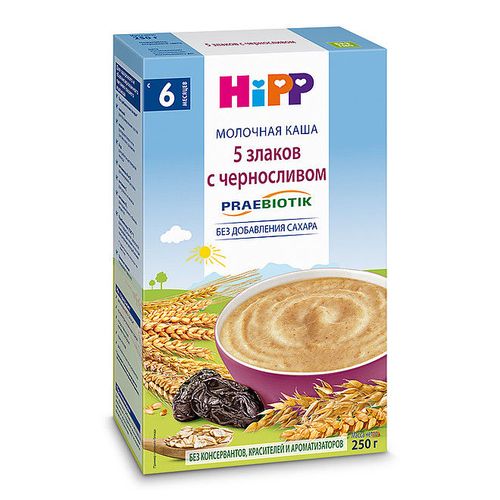 Каша молочая HIPP 5 злаков с черносливом (6+ мес) 250 г 