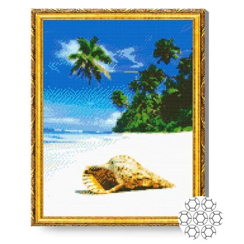 купить Картина по номерам Art Gallery GA82845 Mozaic cu diamante 40x50cm Scoica pe nisip alb в Кишинёве 