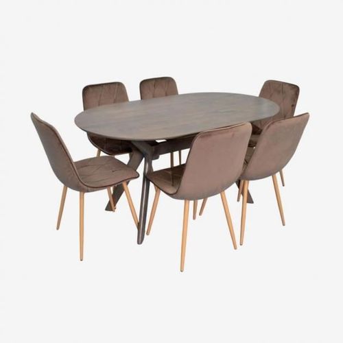 купить Комплект стол и стулья Evelin di Costacurta стол Raffles Oval Antique Grey + 6 стульев YTC-080Wo Bluvel-38 в Кишинёве 