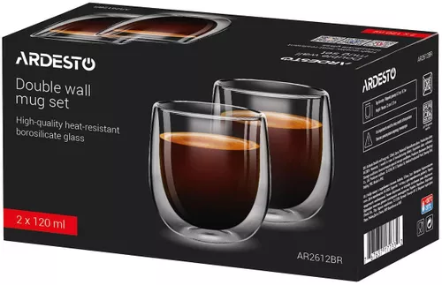 купить Стакан Ardesto AR2612BR Set 2buc 120ml в Кишинёве 
