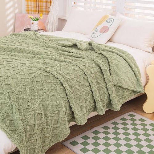 купить Домашний текстиль Relaxe Home Покрывало Tufted Fleece 200x230 см Green в Кишинёве 