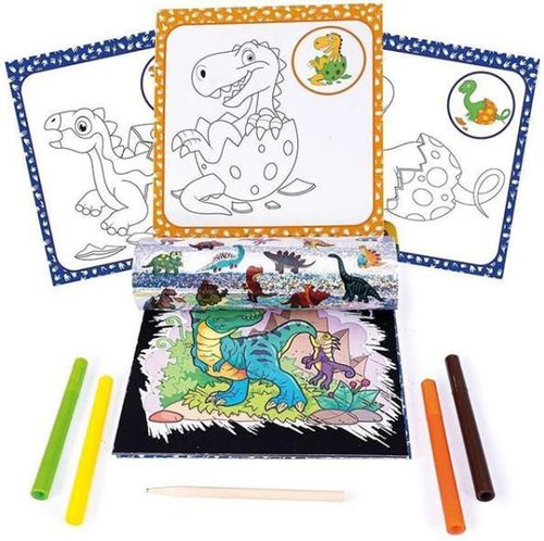 купить Набор для творчества As Kids 1023-61006 Set p/u desen mini, Dinozaur. Deseneaza si decoreaza cu stickere в Кишинёве 