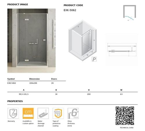 cumpără Cabină de duș New Trendy Reflexa 100x200 Right EXK-5062 shower door în Chișinău 