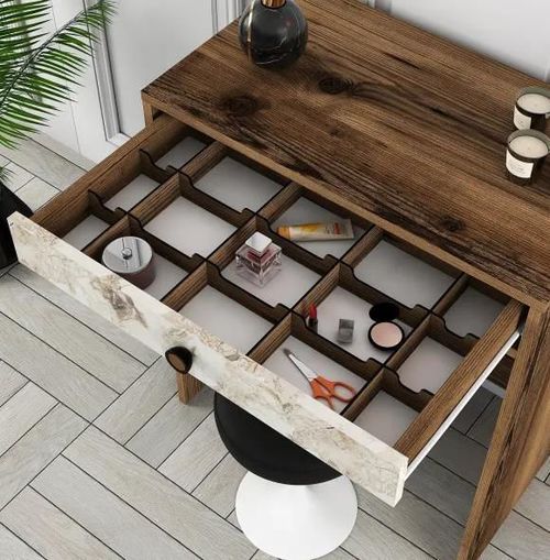 cumpără Măsuţa de toaletă Trendy Oglinda Lizbon Nuc, Alb, Marmura (masa de machiaj) (GTR001457) în Chișinău 