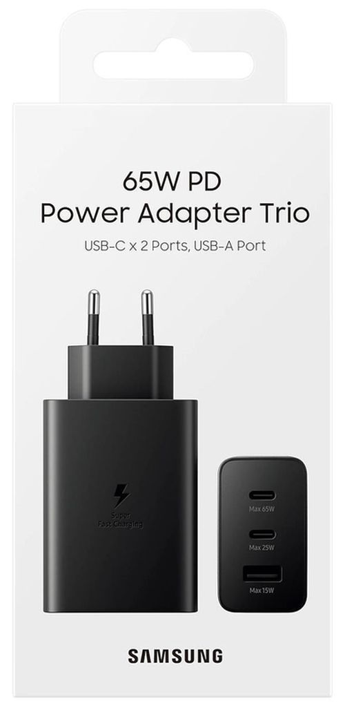 купить Зарядное устройство сетевое Samsung EP-T6530NB 65W Adapter Trio (w/o cable) Black в Кишинёве 