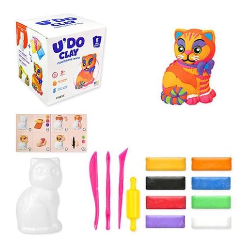 cumpără Set de creație Strateg 57327 U'DO Clay, Pisica (8buc x 15g) în Chișinău 