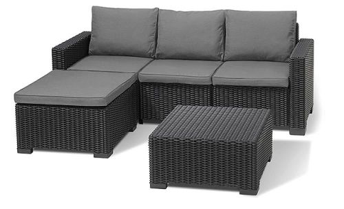 купить Садовая мебель Keter 56144 California 3piese (canapea+perne, masa, suport pt picioare), grafit в Кишинёве 