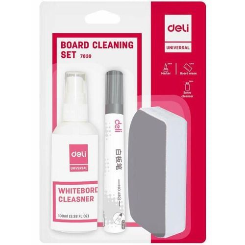 купить Офисный аксессуар Deli DL07839 set pentru tablă (spray 100ml, 2 markere, burete) в Кишинёве 