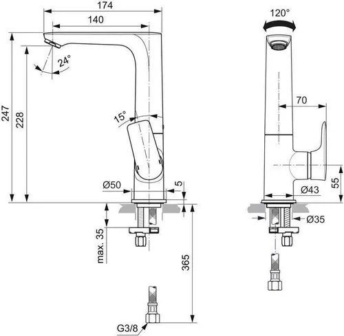 cumpără Baterie lavoar Ideal Standard Atelier CONNECT AIR ML A7023AA în Chișinău 