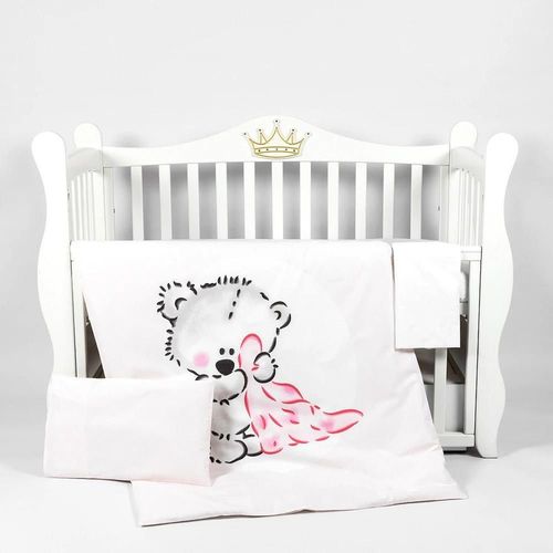 купить Детское постельное белье PernaMea Set lenjerie 3 piese Teddy Love Pink (PM.100468/9) в Кишинёве 