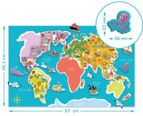 cumpără Puzzle miscellaneous 200201 Joc magnetic Harta lumii, 118 elemente în Chișinău 