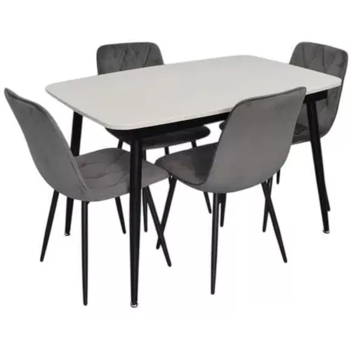 купить Комплект стол и стулья Evelin di Costacurta cтол DT-532R B + 4 стула YTC-080B Bluvel-14 (Dark grey) в Кишинёве 