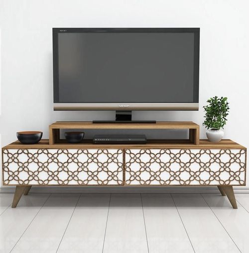 cumpără Comodă TV Trendy Oras, Nuc, Alb 140x48x41cm în Chișinău 