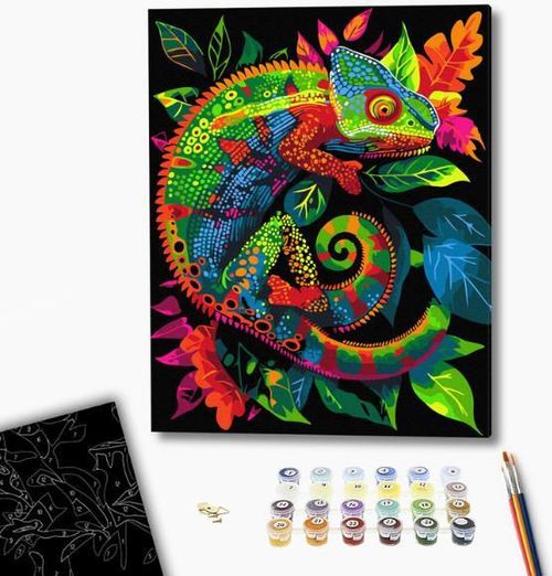 купить Картина по номерам BrushMe BSB0023FC (fără cutie) Cameleon neon в Кишинёве 