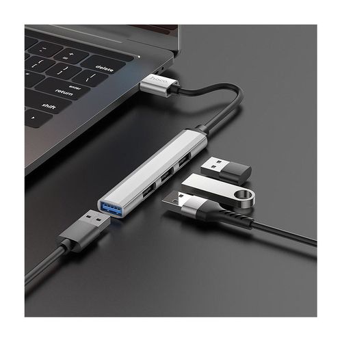 купить Адаптер Hoco HB26 4 in 1 adapter (USB to USB3.0+USB2.0*3), metal gray 765468 в Кишинёве 