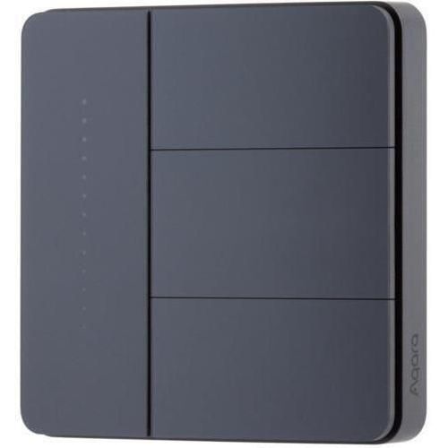 cumpără Întrerupător electric Aqara Z1 PRO - Întrerupător cu 3 butoane (cu și fără neutru) cutie pătrată de perete, neagră (ZNQBKG44LM) în Chișinău 