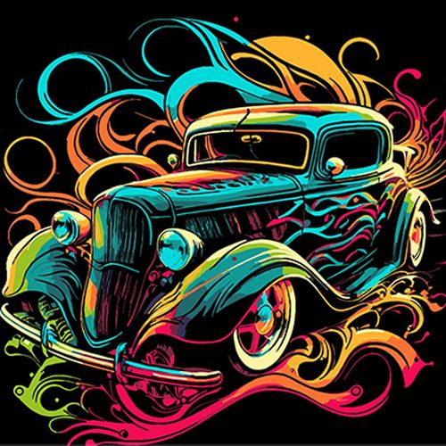 cumpără Tablou pe numere Strateg 57204 Automobil retro 30x30cm (fundal negru) în Chișinău 