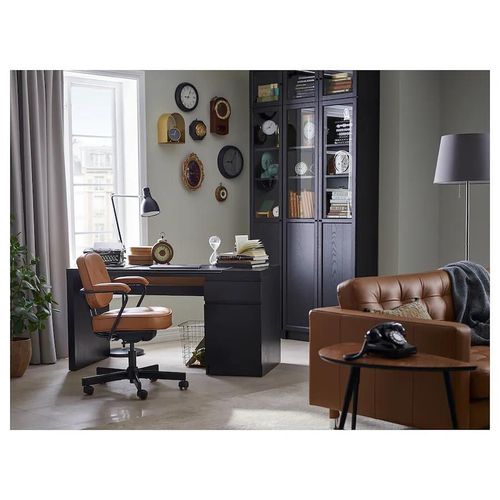 купить Офисный стол Ikea Malm 140x65 cm (Negru-maro) в Кишинёве 