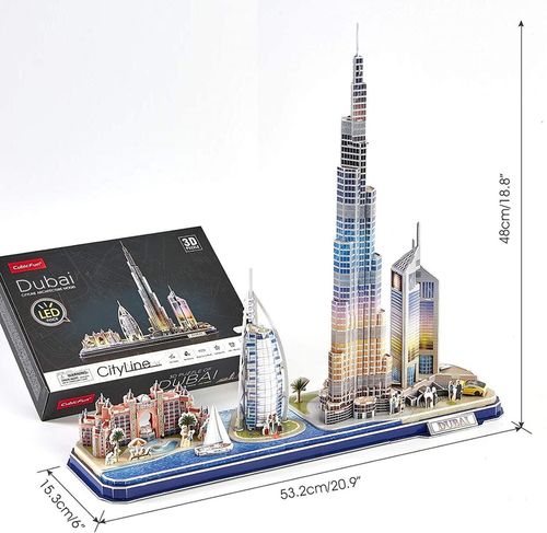 купить Конструктор Cubik Fun L523h 3D Puzzle Dubai cu iluminare LED, 182 elemente в Кишинёве 