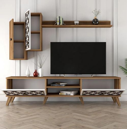 cumpără Set mobilă living Trendy Clasa S, Nuc, Alb 180x44x35cm în Chișinău 