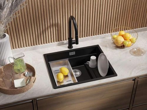 купить Мойка кухонная Primagran Prague 60 Step Level Black + accesorii 470x560 MPSKC#N в Кишинёве 