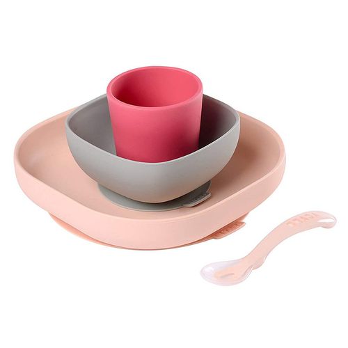 Set de masa Beaba silicon 4 piese – Pink 