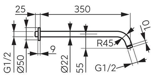 купить Смеситель для душа Ferro RN350BL 350 mm negru Brat pentru palarie dus в Кишинёве 