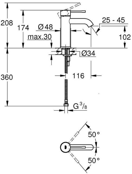 купить Смеситель для умывальника Grohe Essence Phantom Lavoar S Black 24172KF1 в Кишинёве 